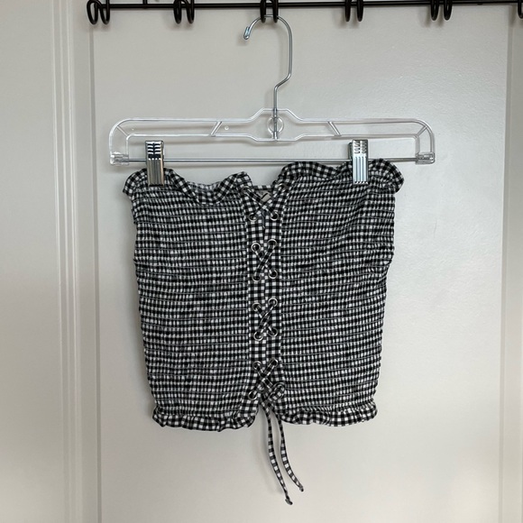 Express Black and White Strapless Top - Picture 1 of 7